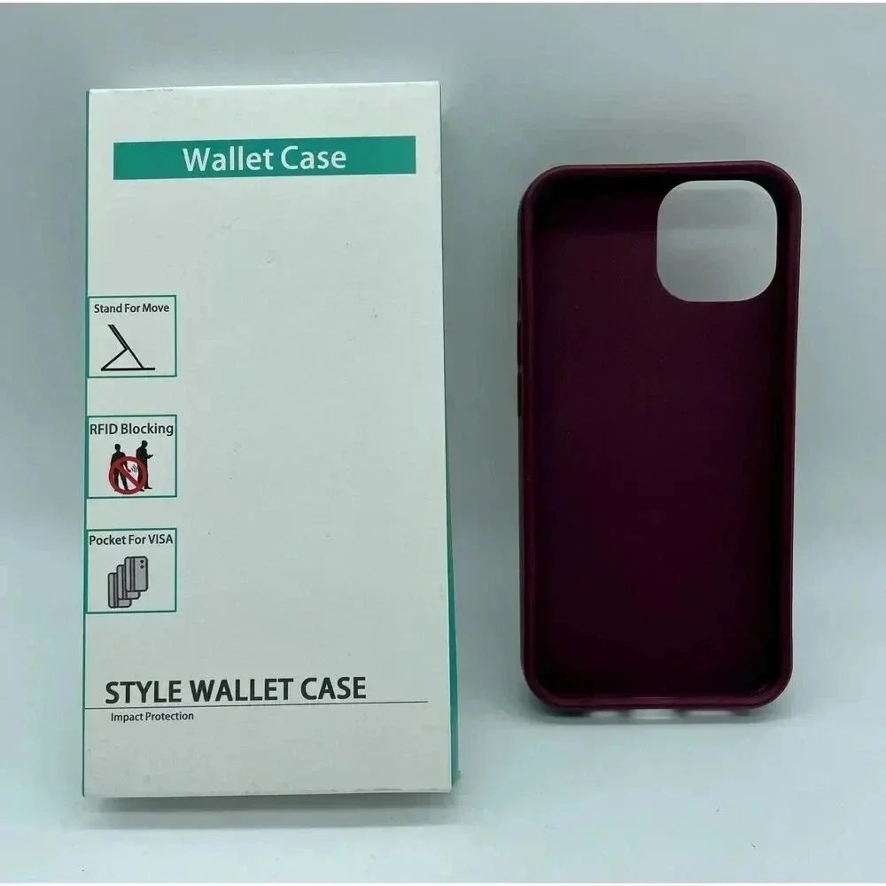 Faux Leather Wallet Case for iPhone 14‎ 6.1” RFID Blocking 360°Ring Kickstand